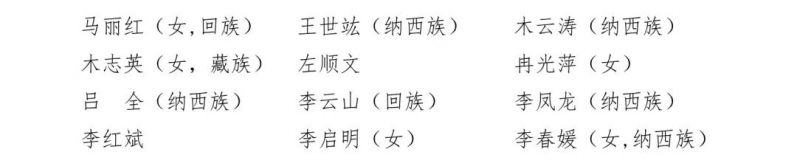 丽江市第五届人民代表大会代表名单公告