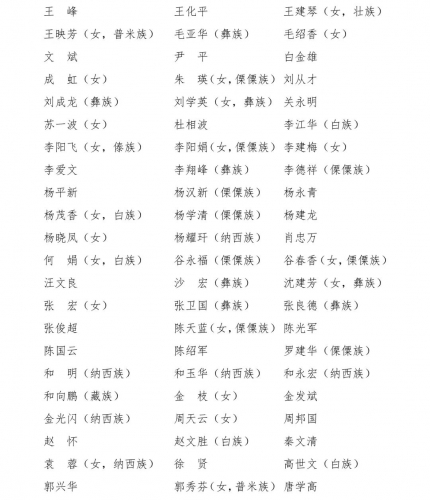 丽江市第五届人民代表大会代表名单公告