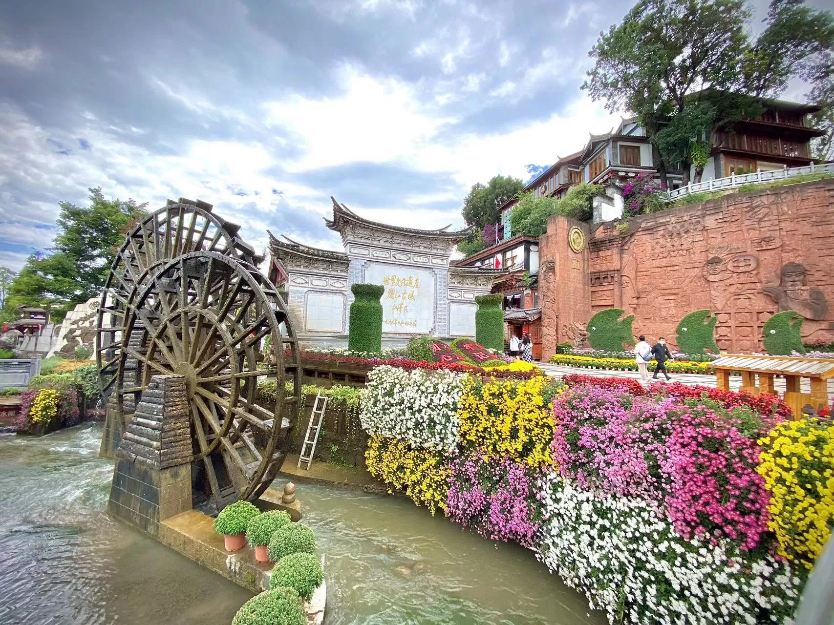 菊花香 红旗飘 丽江古城国庆氛围感拉满