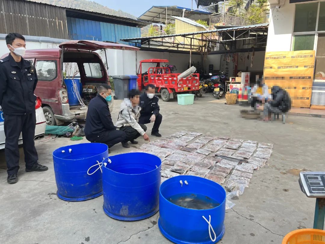 华坪县4名男子因非法捕鱼被抓