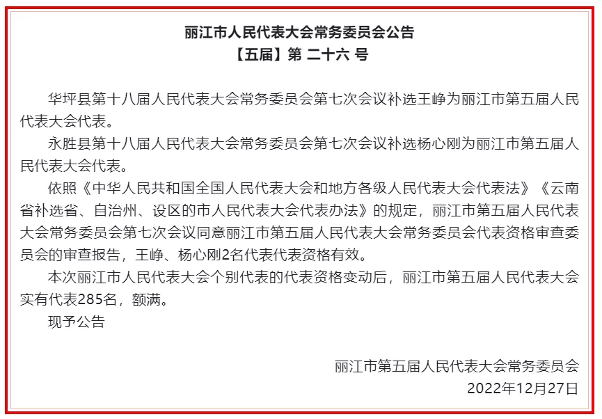 丽江市人大常委会通过一批人事任免名单