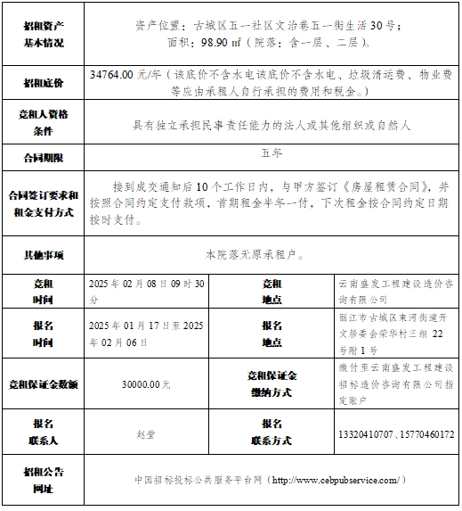 丽江古城管理有限责任公司直管公房公开招租1.png
